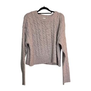A New Day Cable Knit Sweater in Light Gray - Size Large